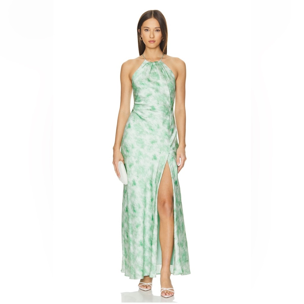 ASTR The Label Green Elynor Halter Maxi Dress